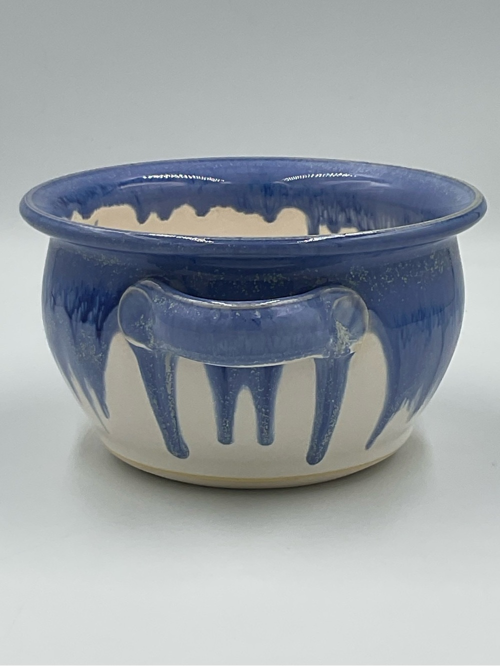 Blue Drip Studio Pottery Hand Thrown Bowl with Single Handle - Picture 4 of 9
